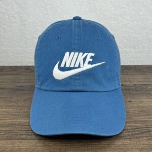 Nike Hat Cap Strap Back One Size Blue Heritage86 Embroidered Swoosh Mens